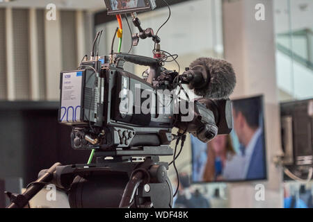 Hannover, Germany, August 24., 2109: Professional camera for the recording of a television programme at the open day of the Lower Saxon state parliame Stock Photo