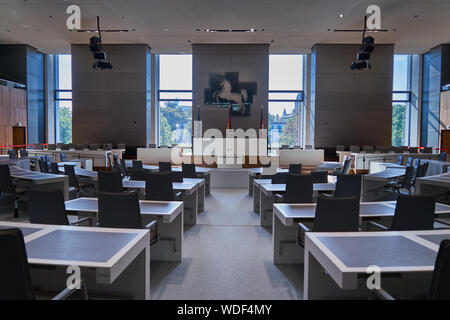 Hannover, Germany, August 24., 2109: Overview of the central part of the Plenum in the Parliament of Lower Saxony at the Open Day Stock Photo