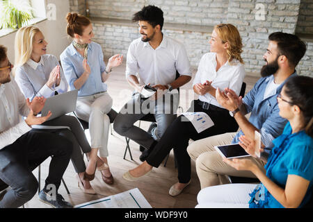 Creative business people working on business project in office Stock Photo