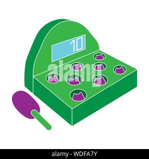 Attraction with a hammer to beat pop-up animals.Amusement park single Icon in colour style vector symbol stock web illustration. Stock Vector
