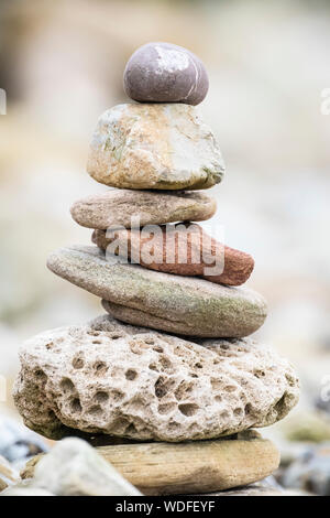 Stone stacks Lindisfarne holy island Stock Photo