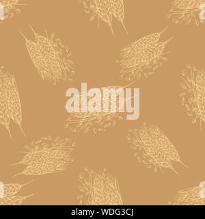 Seamless pattern of hand drawn sketch style cereals. Isolated vector illustration. Stock Vector