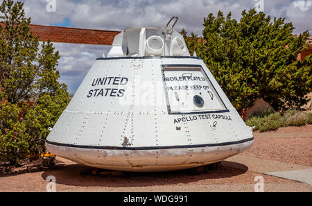 Winslow Arizona, US. May 23, 2019. Apollo test capsule in Barringer Meteor crater Stock Photo