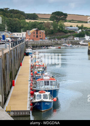 Commercial fishing boats moored in Padstow harbour Cornwall UK Stock Photo