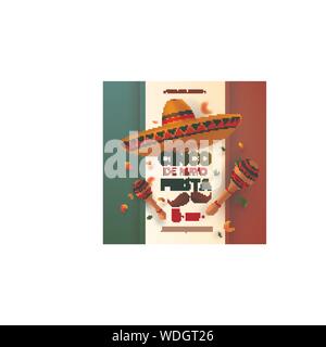 Cinco De Mayo poster design. Marketing, advertising or invitation template with copy space for your holiday celebration at a bar, restaurant Stock Vector