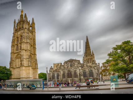 Pey Berland Cathedral and Tower, in the city of Bordeaux. France Stock Photo