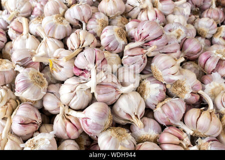 garlic bulbs at market for background use Stock Photo