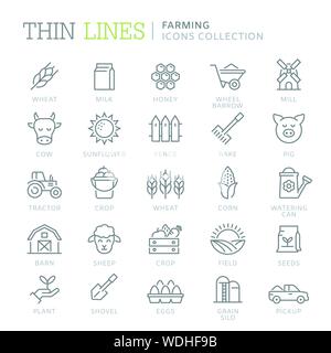 Collection of farming thin line icons. Vetor eps 8 Stock Vector