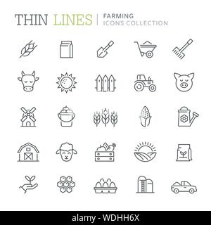 Collection of farming thin line icons. Vetor eps 8 Stock Vector