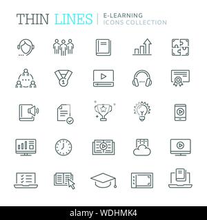 Collection of e-learning thin line icons. Vetor eps 8 Stock Vector