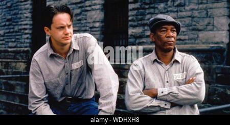 THE SHAWSHANK REDEMPTION 1994 film with Tim Robbins at left and Morgan Freeman Stock Photo
