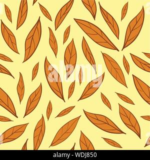 Seamless vector pattern with orange autumn leaves. Fashion print, wrapping paper, wallpaper design Stock Vector