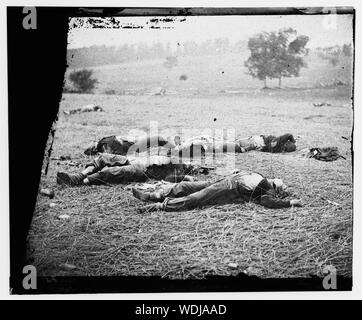 Gettysburg, Pa. Bodies of Federal soldiers, killed on July 1, near the McPherson woods Abstract: Selected Civil War photographs, 1861-1865 Stock Photo