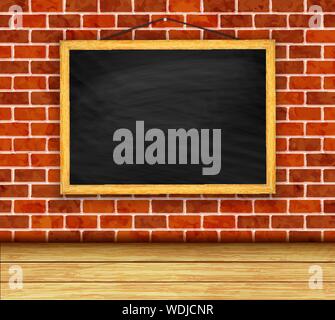Chalkboard on brick wall background vector Stock Vector