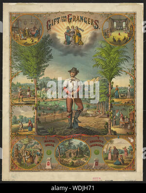 GIFT FOR THE GRANGERS 1873 chromolithograph of the farming labour
