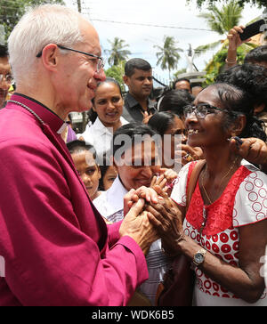 Negombo, Sri lanka. 29th Aug, 2019. The Archbishop of Canterbury Justin Welby at St. Sebastian's church in Katuwapitiya village, Negombo, Sri Lanka, August. 29, 2019. Credit: Pradeep Dambarage/ZUMA Wire/Alamy Live News Stock Photo