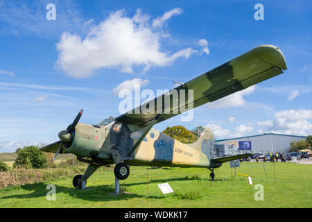 The Army Flying Museum at Middle Wallop airfield, Hampshire, UK, with a de Havilland Canada Beaver DHC-2 aeroplane on display Stock Photo