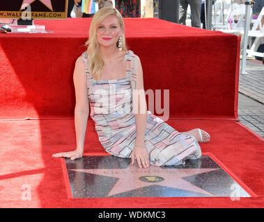 Los Angeles, USA. 29th Aug, 2019. LOS ANGELES, CA. August 29, 2019: Kirsten Dunst at the Hollywood Walk of Fame Star Ceremony honoring Kirsten Dunst. Pictures Credit: Paul Smith/Alamy Live News Stock Photo