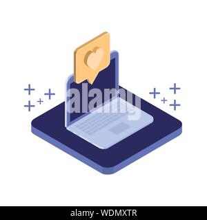 laptop with email notifications on white background Stock Vector