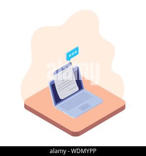 laptop with email notifications on white background Stock Vector