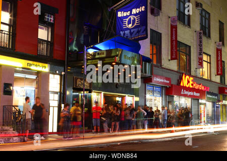 Blue Note Jazz Club in West Village is known as one of New York City's premier and most famous jazz venues, Manhattan on JULY 31st, 2019 in New York, Stock Photo