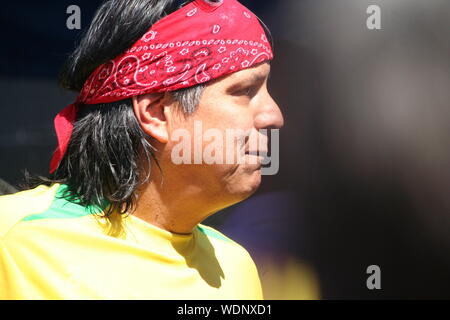 Close Up Of Man Wearing Red Bandana Stock Photo 266428175 Alamy
