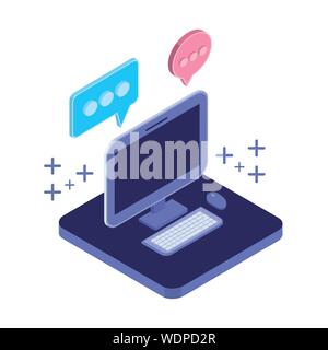 desktop computer screen with email notifications Stock Vector