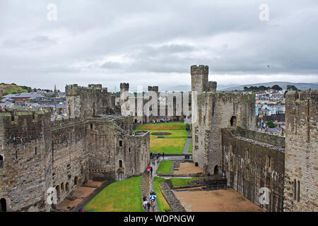 Ancient Carnarfon castle in UK Stock Photo