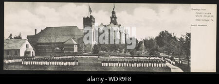 Greetings from Pennsylvania State College, State College, Pa. : Cadet Regiment Abstract/medium: 1 print (postcard) Stock Photo