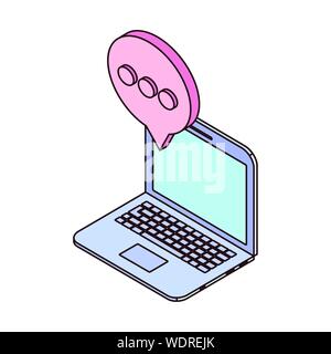 laptop with email notifications on white background Stock Vector