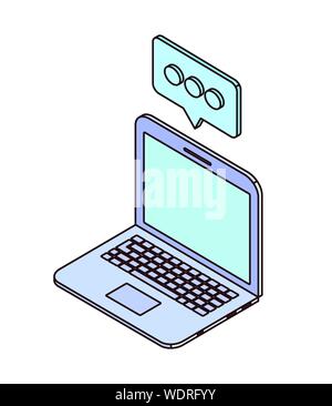 laptop with email notifications on white background Stock Vector