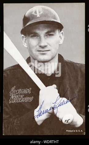 Autographed photo of Hall of Fame baseball player Harmon Killebrew Stock Photo