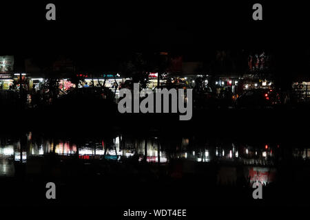 Tourist attraction Images taken at Kodaikanal tamilnadu India from top of the hill. Night view of lake Stock Photo