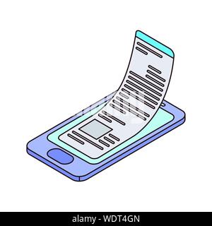 smartphone screen with sheets of paper Stock Vector