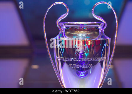 Monaco, Monaco. 29th Aug, 2019. Monaco, Monte Carlo - August 29, 2019: UEFA Champions League Group Stage Draw and Player of the Year Awards, Season Kick Off 2019-2020 Atmosphere with Trophy | usage worldwide Credit: dpa/Alamy Live News