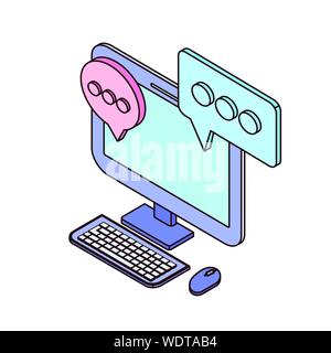 desktop computer screen with email notifications Stock Vector