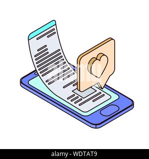 smartphone screen with sheets of paper Stock Vector