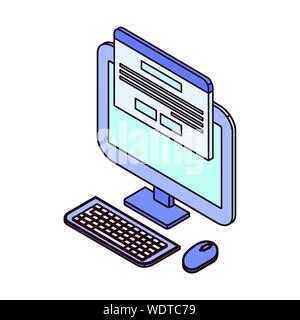 desktop computer screen with email notifications Stock Vector