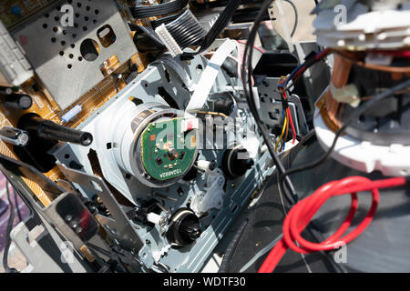 electronic circuit boards for an old television. Stock Photo