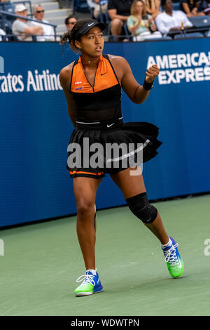 Naomi Osaka JPN competing in the first round of the 2019 US Open