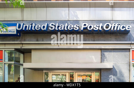 New York, NY, USA - May 8, 2019: Exterior of USPS office building in NYC. The United States Postal Service is an independent agency of the executive b Stock Photo