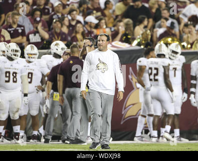 College Station, TX, USA. 29th Aug, 2019. Texas State Bobcats head coach Jake Spavital during an NCAA football game between Texas A&M and Texas State at Kyle Field in College Station, Texas on August 29, 2019. Credit: Scott Coleman/ZUMA Wire/Alamy Live News