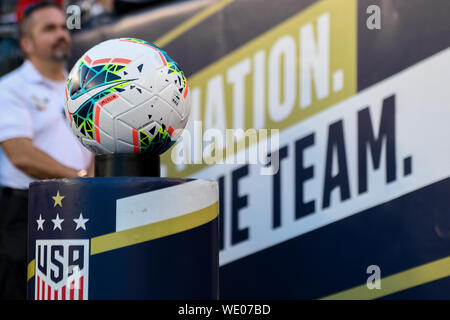 Nike soccer ball - Nike football match - the United States Women's Soccer Team versus Portugal during their USA soccer World Cup victory tour Stock Photo