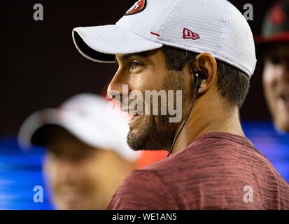Santa Clara, California, USA. 29th Aug, 2019. August 29, 2019: San Francisco 49ers quarterback Jimmy Garoppolo (10) comments on a play, during a NFL preseason game between the Los Angeles Chargers and the San Francisco 49ers at the Levi's Stadium in Santa Clara, California. Valerie Shoaps/CSM Credit: Cal Sport Media/Alamy Live News