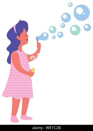Blowing Bubbles on White Stock Vector