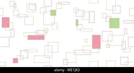 Seamless pattern from colored rectangles and squares. Cropped shapes. Vector illustration. Isolated elements on a white background. Stock Vector