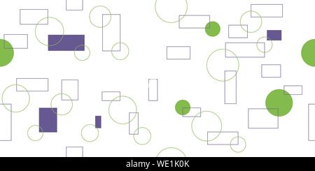 Seamless pattern from colored rectangles and circles. Vector illustration. Isolated elements on a white background. Stock Vector