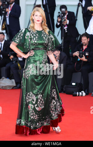 Venice, Italy. 29th Aug, 2019. Laura Dern poses on the red carpet for the premiere of the film 'Marriage Story' during the 76th Venice International Film Festival in Venice, Italy, Aug. 29, 2019. Credit: Zhang Cheng/Xinhua/Alamy Live News