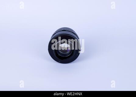 The lens of a specular camera is old, 80s of the 20th century - manual focusing Stock Photo