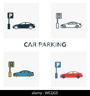 Car Parking outline icon. Thin style design from city elements icons collection. Pixel perfect symbol of car parking icon. Web design, apps, software Stock Vector